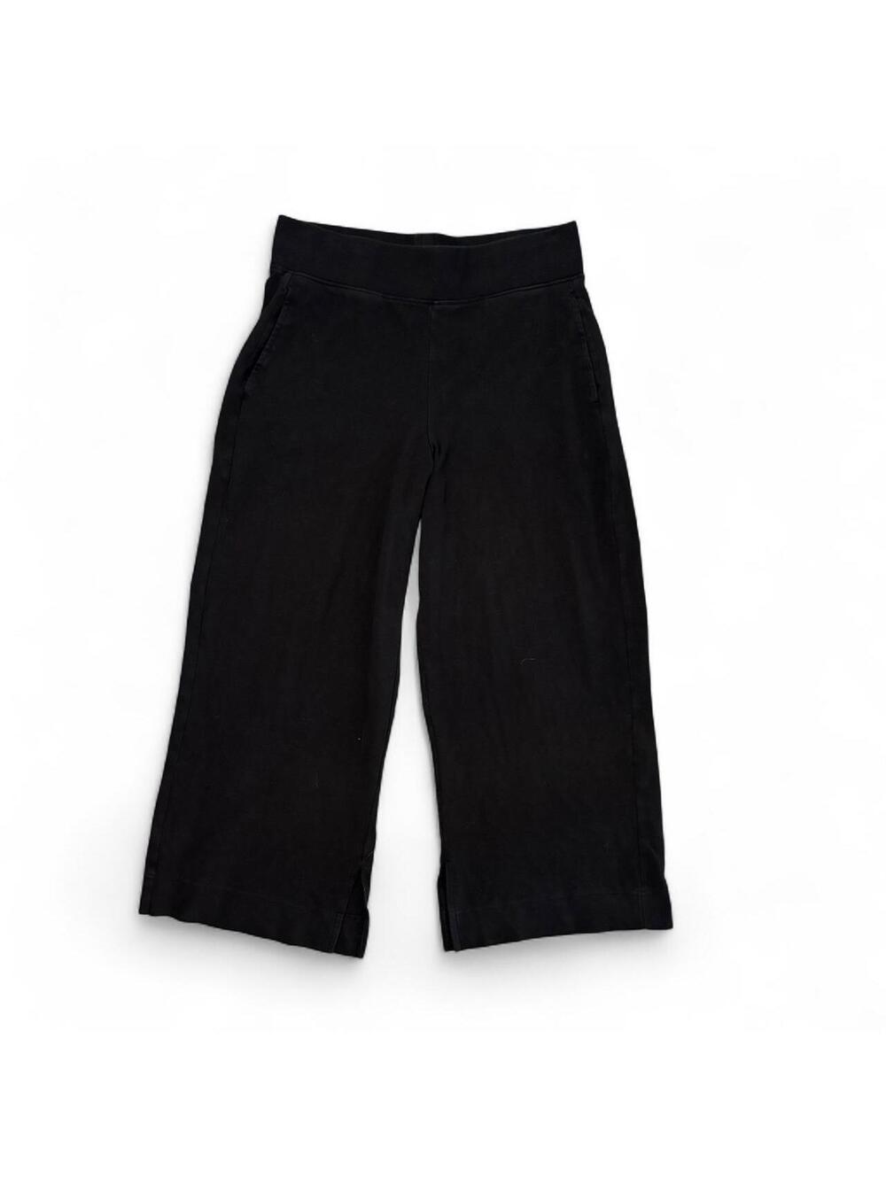 Pact Organic Cotton Black Wide Leg Crop Pants Medium Chic Loungewear